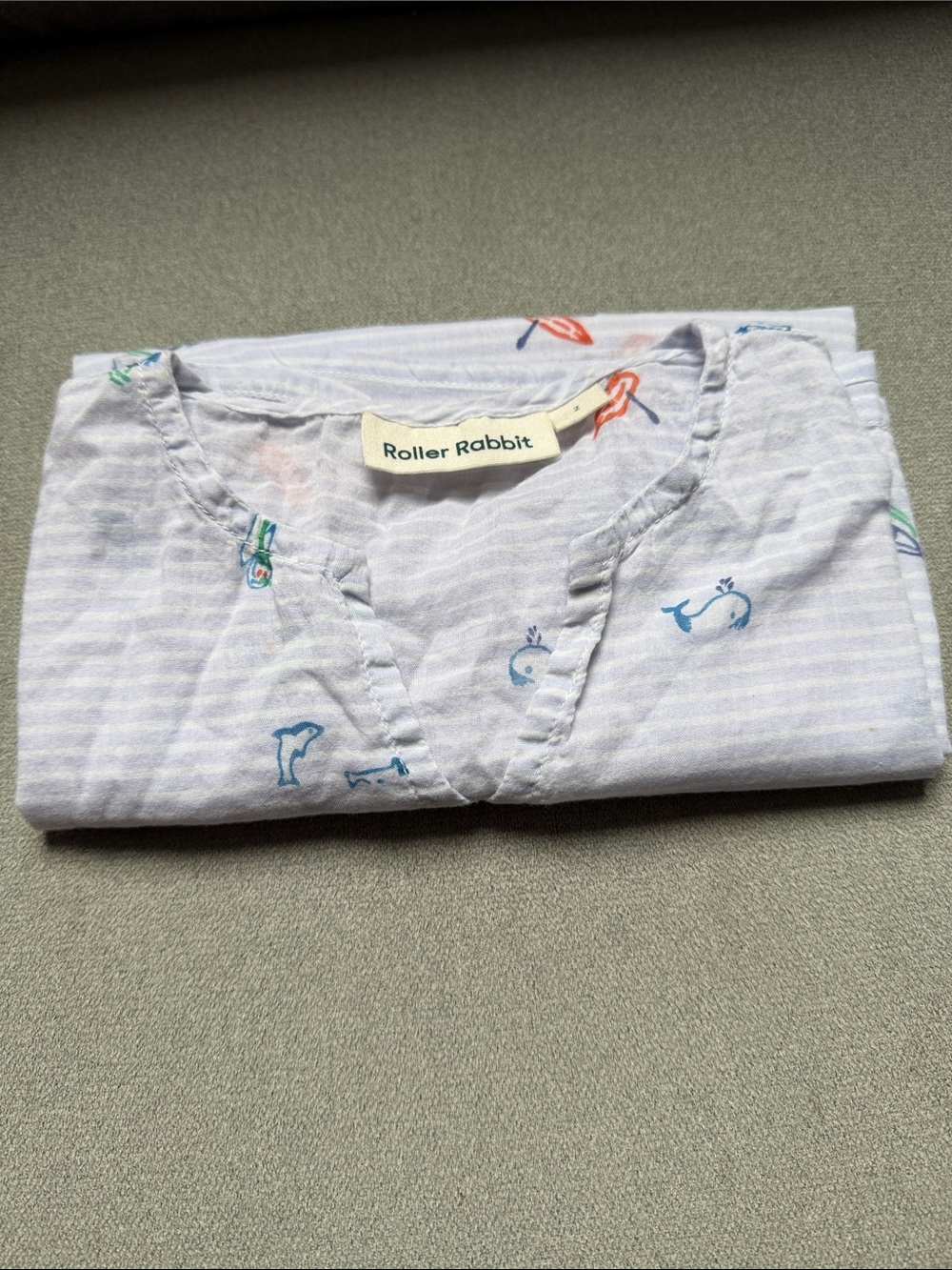 Roller Rabbit Lavender Striped Top with Nautical Boat Print new without tags